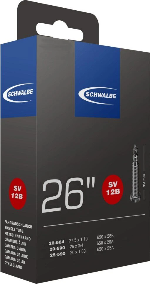 Schwalbe Schlauch SV 12B 26x7/8-1.00" 20/28-584/590 SV40mm 1 Schwalbe Schlauch SV 12B 26x7/8-1.00" 20/28-584/590 SV40mm