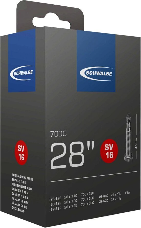 Schwalbe Schlauch SV 16 27/28x1.10-1.25" 28/32-622/630 SV40mm 1 Schwalbe Schlauch SV 16 27/28x1.10-1.25" 28/32-622/630 SV40mm