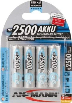 Akku Ansmann Mignon 2500mAh, NiMH, 1,2V, AA, 4er-Set