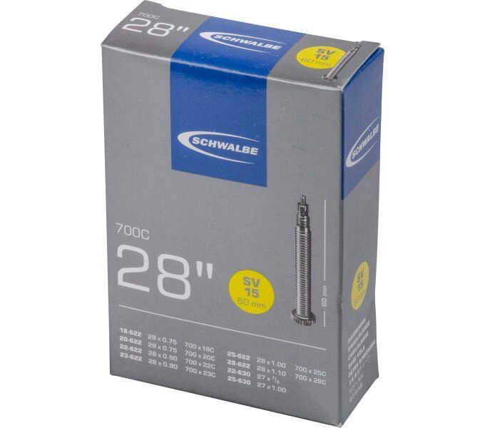 Schwalbe Schlauch SV 15 Lang 28x3/4-1 1/8" 18/28-622/630 SV60mm 1 Schwalbe Schlauch SV 15 Lang 28x3/4-1 1/8" 18/28-622/630 SV60mm