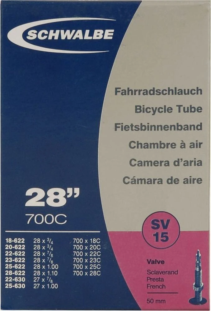 Schwalbe Schlauch SV 15 27/28x0.75-1.10 18/28-622/630 SV50mm 1 Schwalbe Schlauch SV 15 27/28x0.75-1.10 18/28-622/630 SV50mm